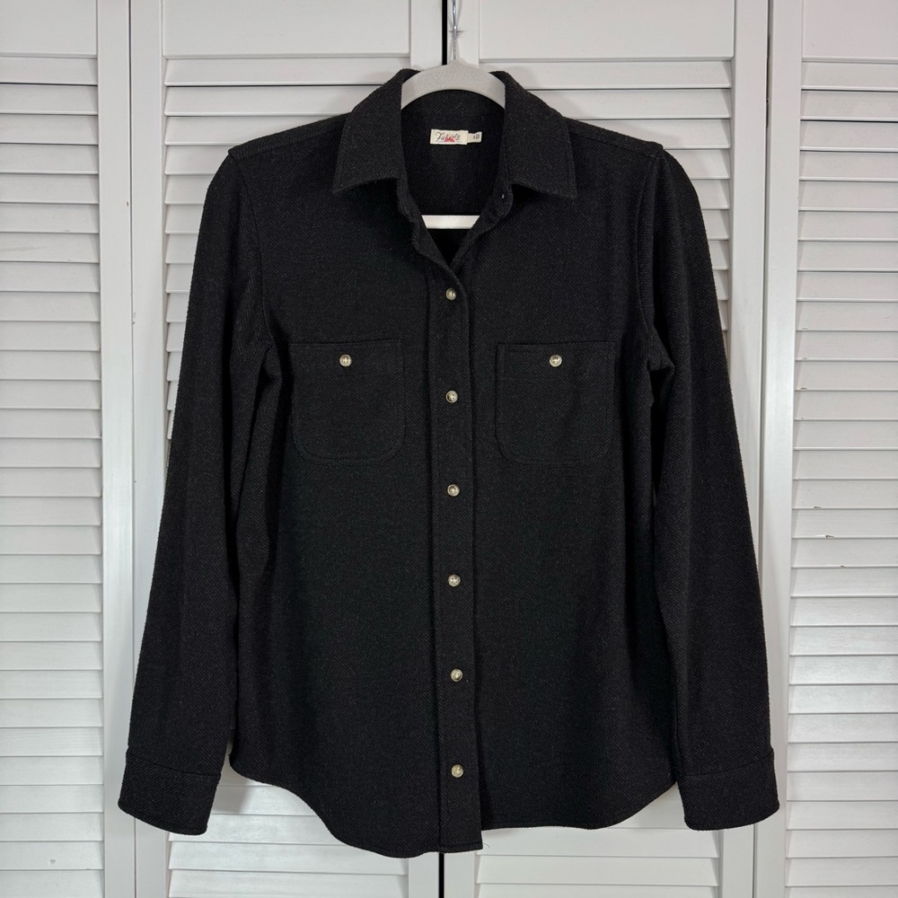 Faherty Legend Sweater Shirt Heathered Black Twill Button Up Small - Picture 2 of 10